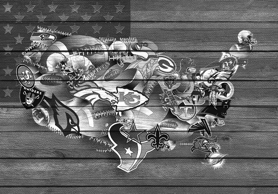 Miami Dolphins Painting - Usa Nfl Map Collage 11 by Bekim M