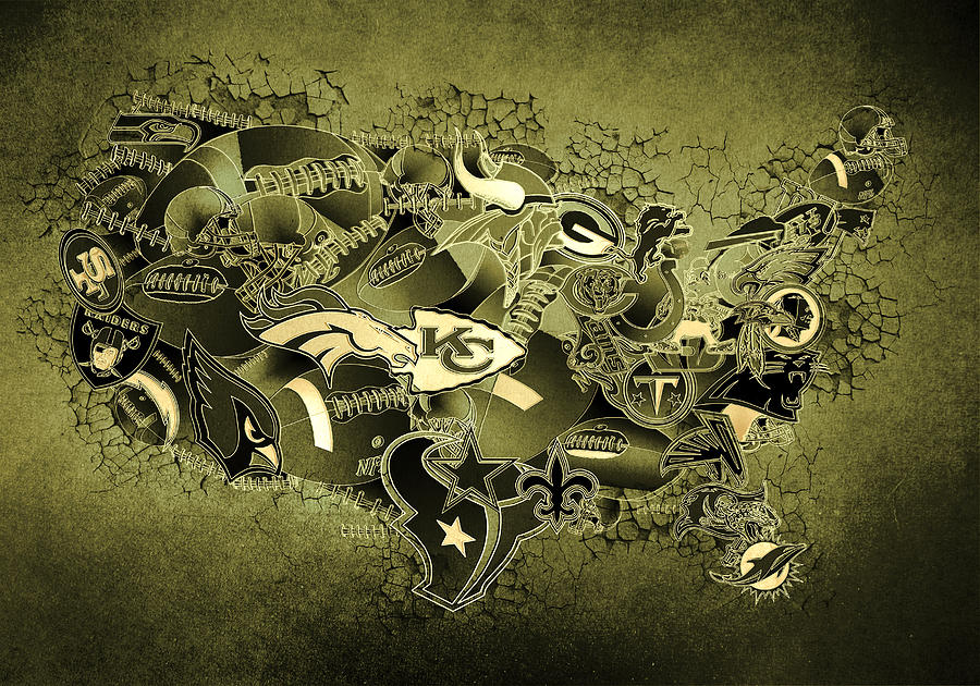 Miami Dolphins Painting - Usa Nfl Map Collage 15 by Bekim M