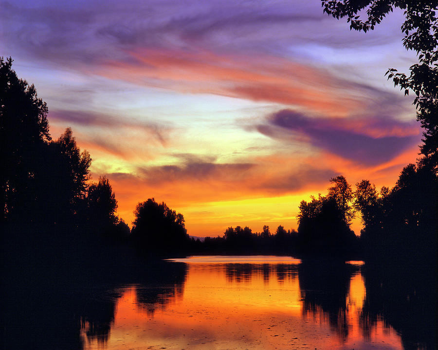 Sunset Photograph - USA, Oregon Sunset Reflecting by Jaynes Gallery
