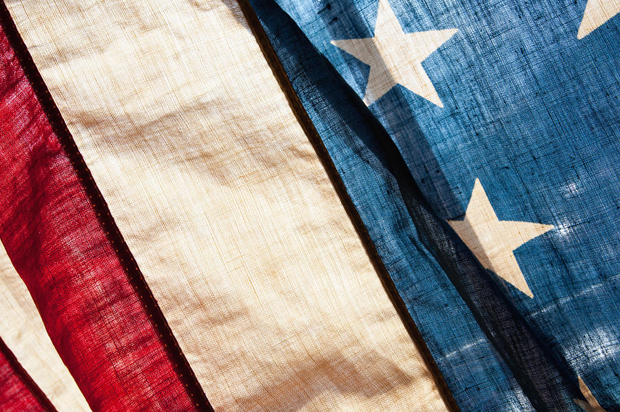 USA, Pennsylvania, Gettysburg, Close-up view of antique American flag Photograph by Chris Hackett