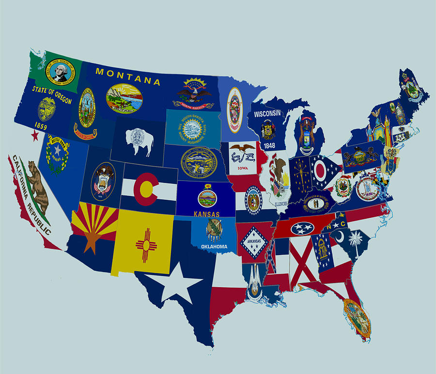 USA State Flags Digital Art by Brian Reaves - Fine Art America
