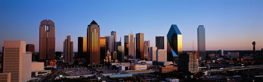 Skyscraper Photograph - Usa, Texas, Dallas, Sunrise by Panoramic Images