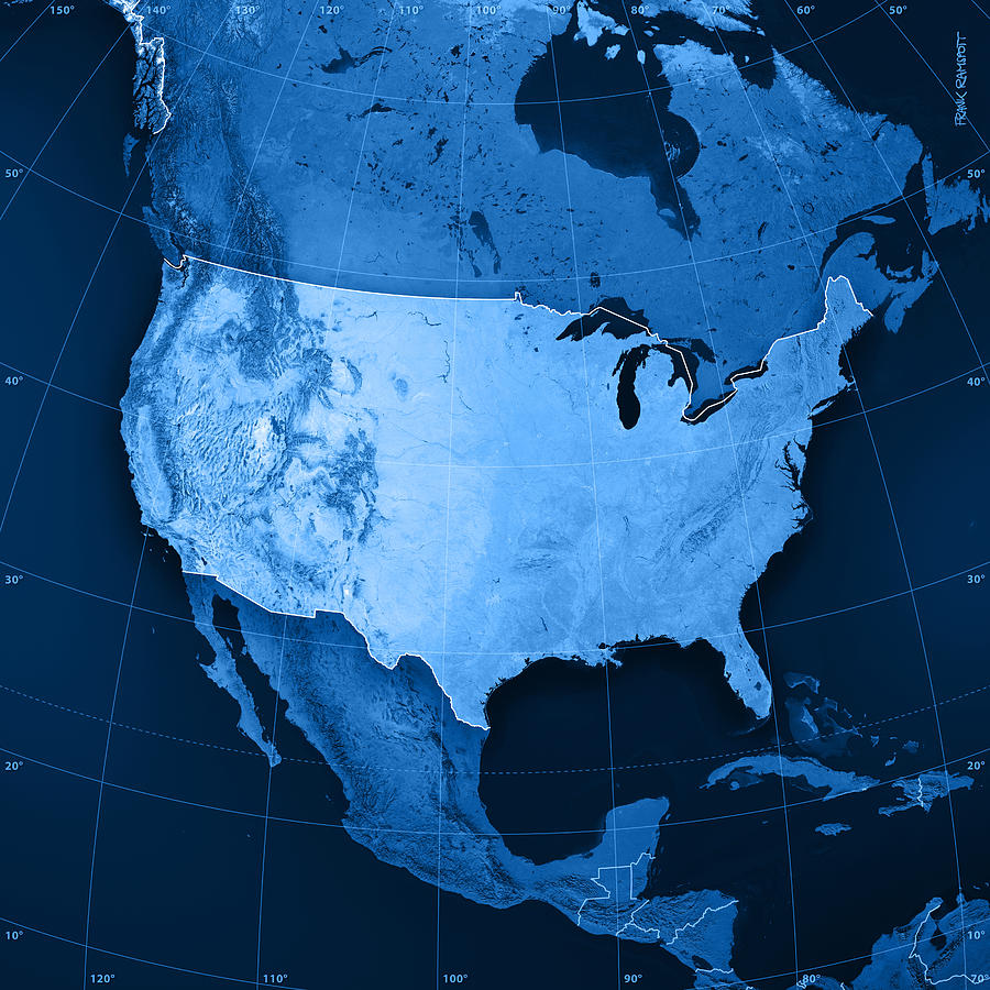 Nature Digital Art - USA Topographic Map by Frank Ramspott