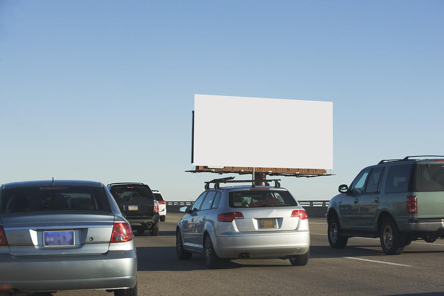 USA, Washington DC, traffic and blank billboard Photograph by Fotog
