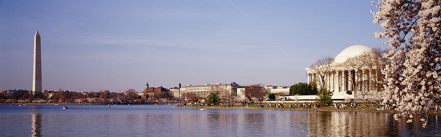 Jefferson Memorial Photograph - Usa, Washington Dc, Washington Monument by Panoramic Images