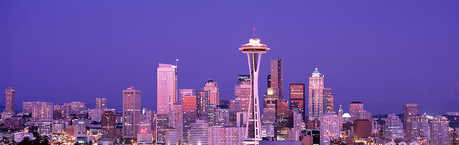 Seattle Photograph - Usa, Washington, Seattle, Night by Panoramic Images