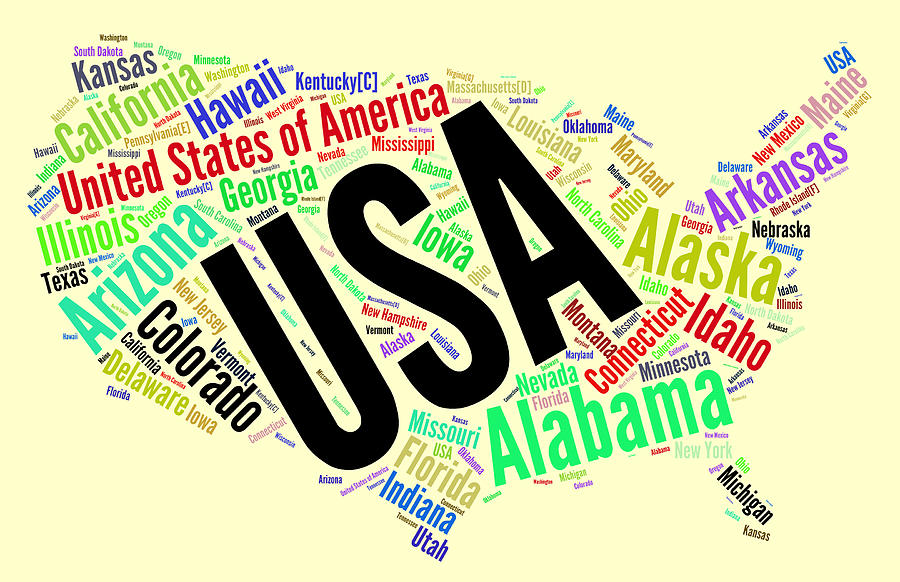 USA Word Cloud Painting by Bruce Nutting