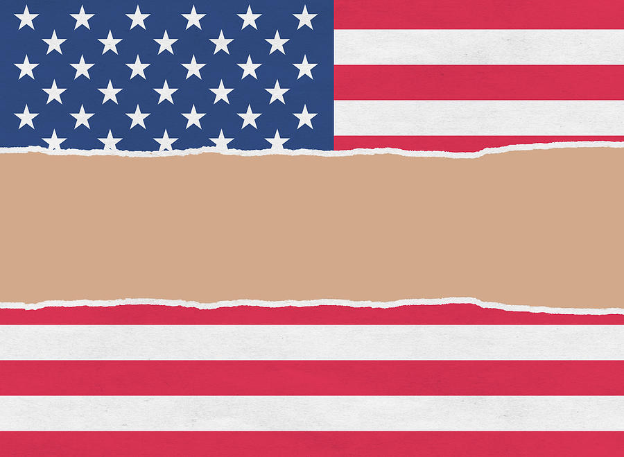 USA wrapping paper torn through the centre Digital Art by Steve Ball