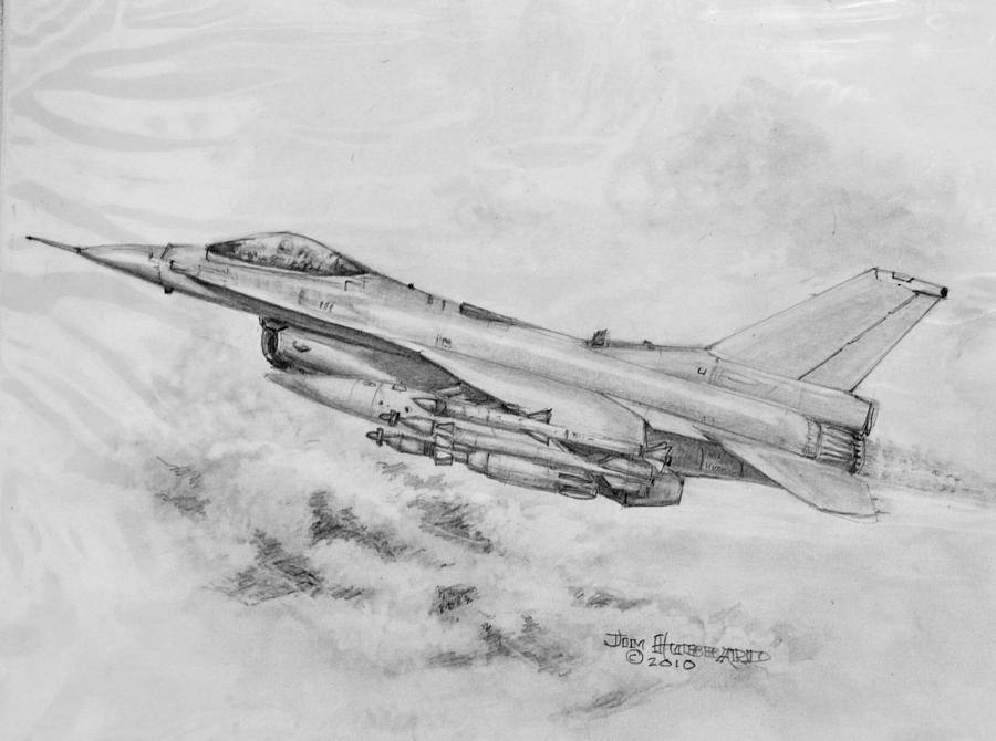 Usaf F16 Fighting Falcon Drawing by Jim Hubbard