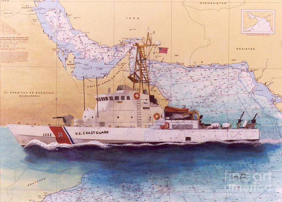 Boat Painting - USCG Wrangell Cathy Peek Nautical Chart Map Art  by Cathy Peek