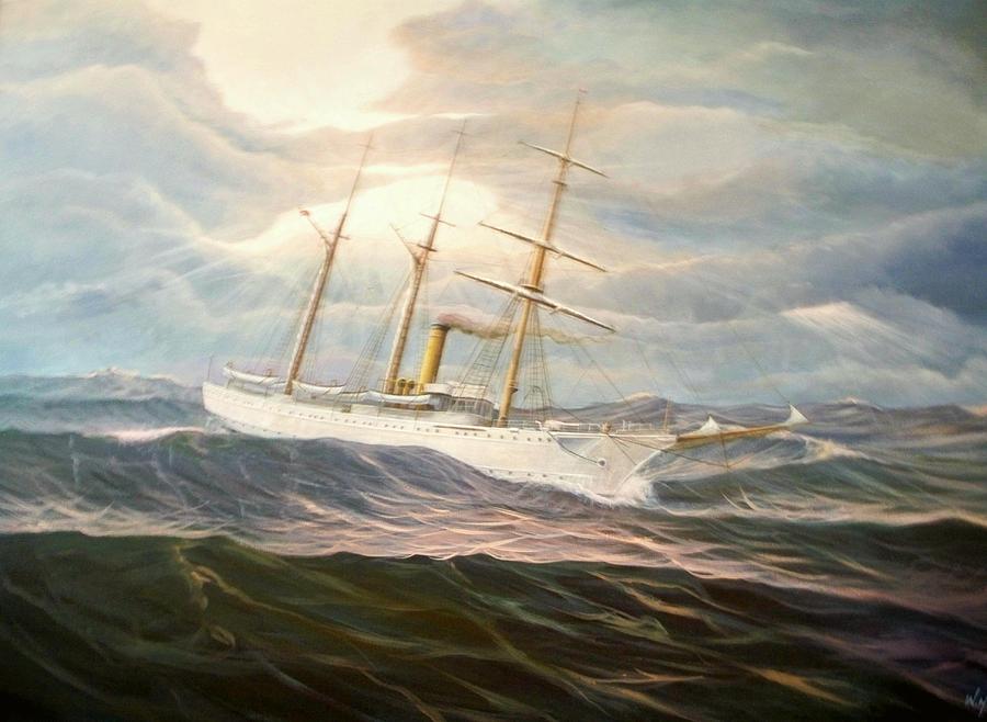 Tall Ships Painting - USCGC Alexander Hamilton by William Ravell