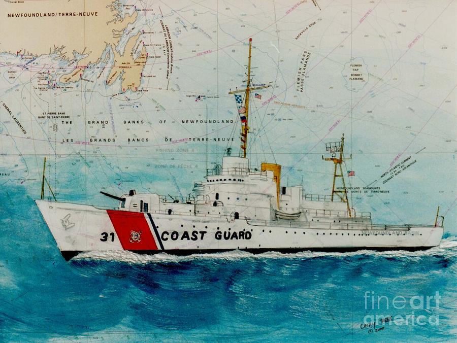 Boat Painting - USCGC Bibb Nautical Chart Cathy Peek by Cathy Peek