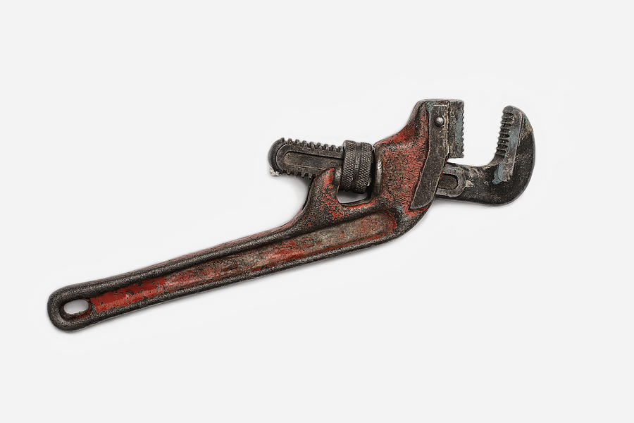 Used Tools. A worn and well used mole wrench or adjustable spanner. Photograph by Mint Images - Tim Pannell