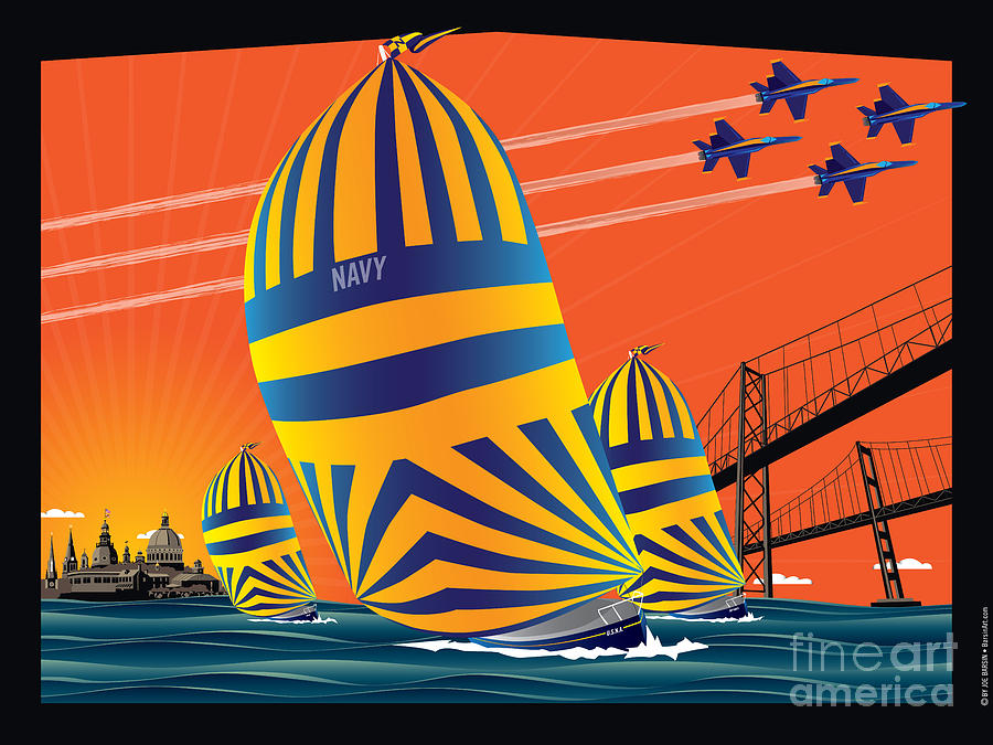 USNA Sunset Sail Digital Art by Joe Barsin