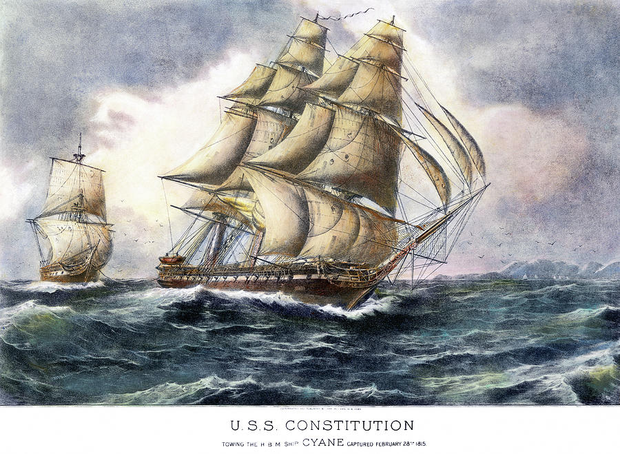 Uss Constitution, 1815 Painting by Edward Mueller