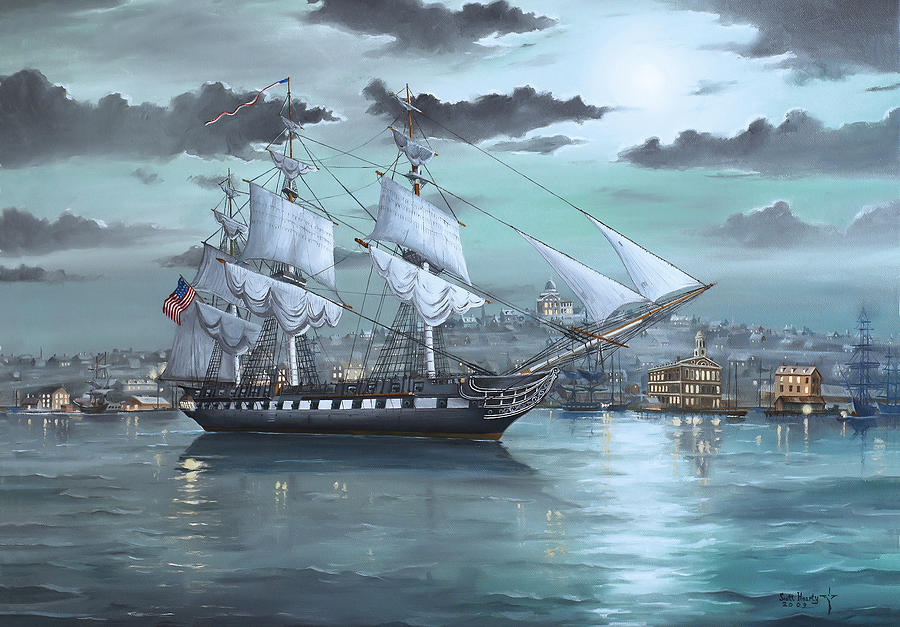 Boston Painting - USS Constitution in Boston Harbor 1812 by Scott Hoarty