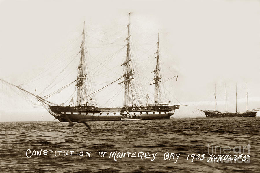 Uss Constitution Photograph - USS Constitution in Monterey Bay Oct 1 1933 by Monterey County Historical Society