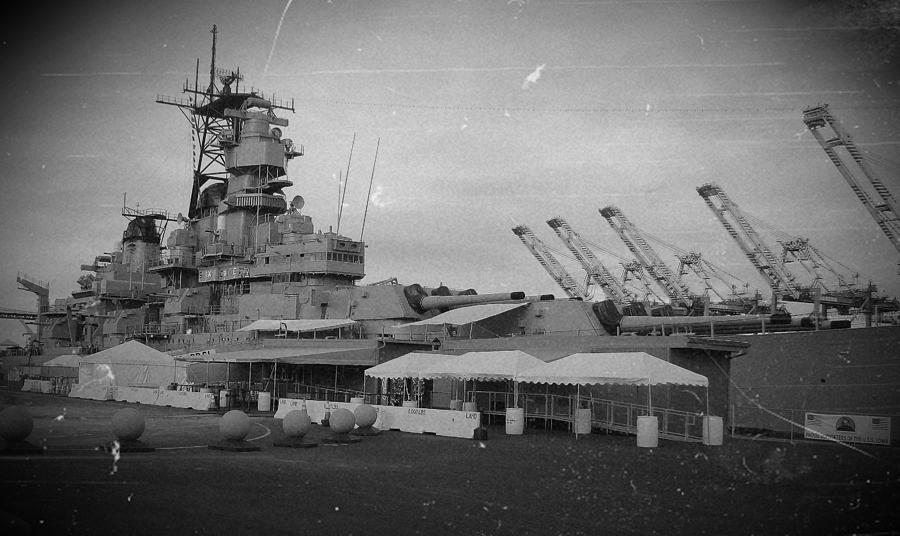 USS Iowa Black and White Photograph by Dan Twyman