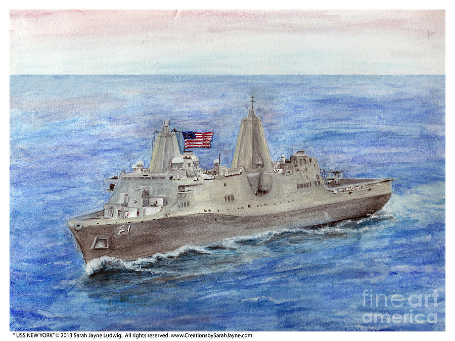 Lpd Painting - USS New York by Sarah Howland-Ludwig