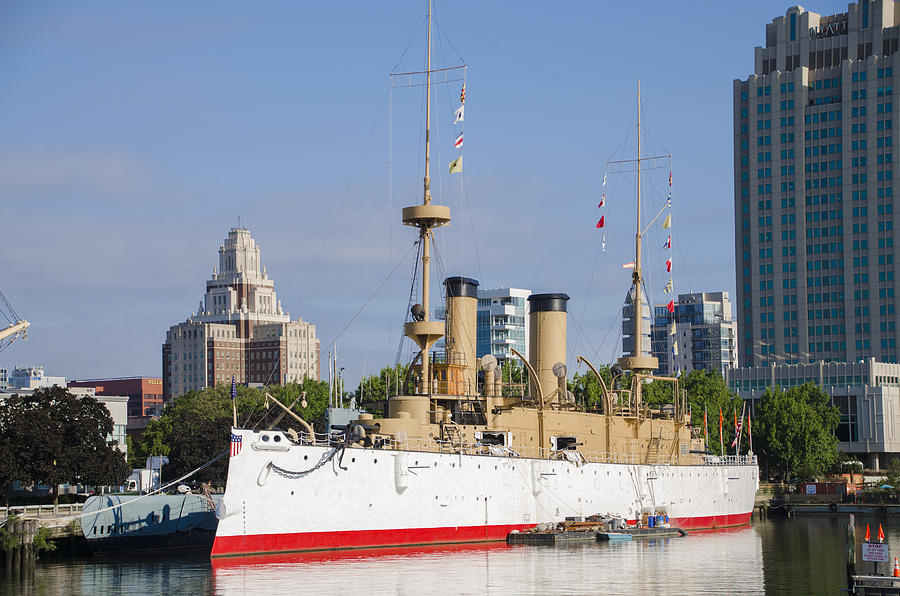 USS Olympia on the Delaware River - Philadelphia Photograph by Bill Cannon
