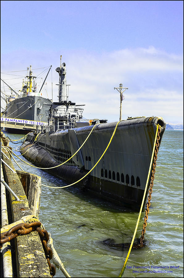 Vintage Photograph - USS Pampanito SS383 San Franciscos Fishermans Wharf by LeeAnn McLaneGoetz McLaneGoetzStudioLLCcom
