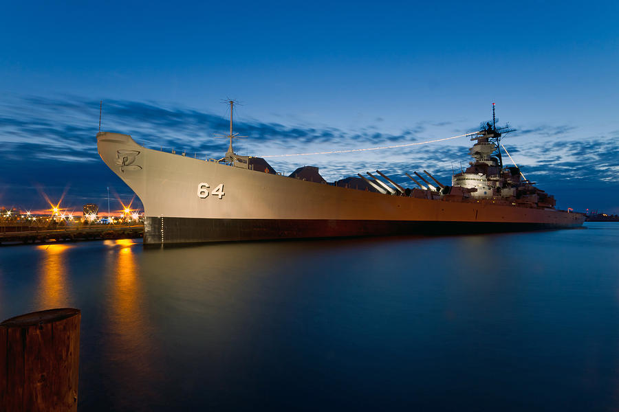 USS Wisconsin at Sunset Photograph by Jerry Gammon