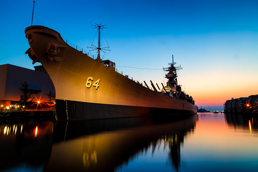 USS Wisconsin at Sunset Photograph by Steve Stephenson | Fine Art America