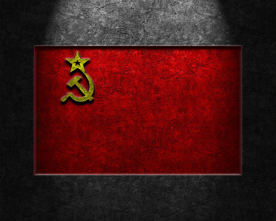 USSR Flag Stone Texture Digital Art by Brian Carson