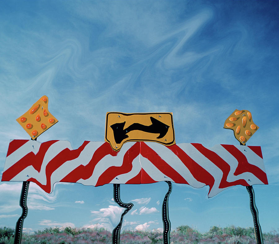 Desert Photograph - Utah, Digital Distortion Road Sign by Jaynes Gallery
