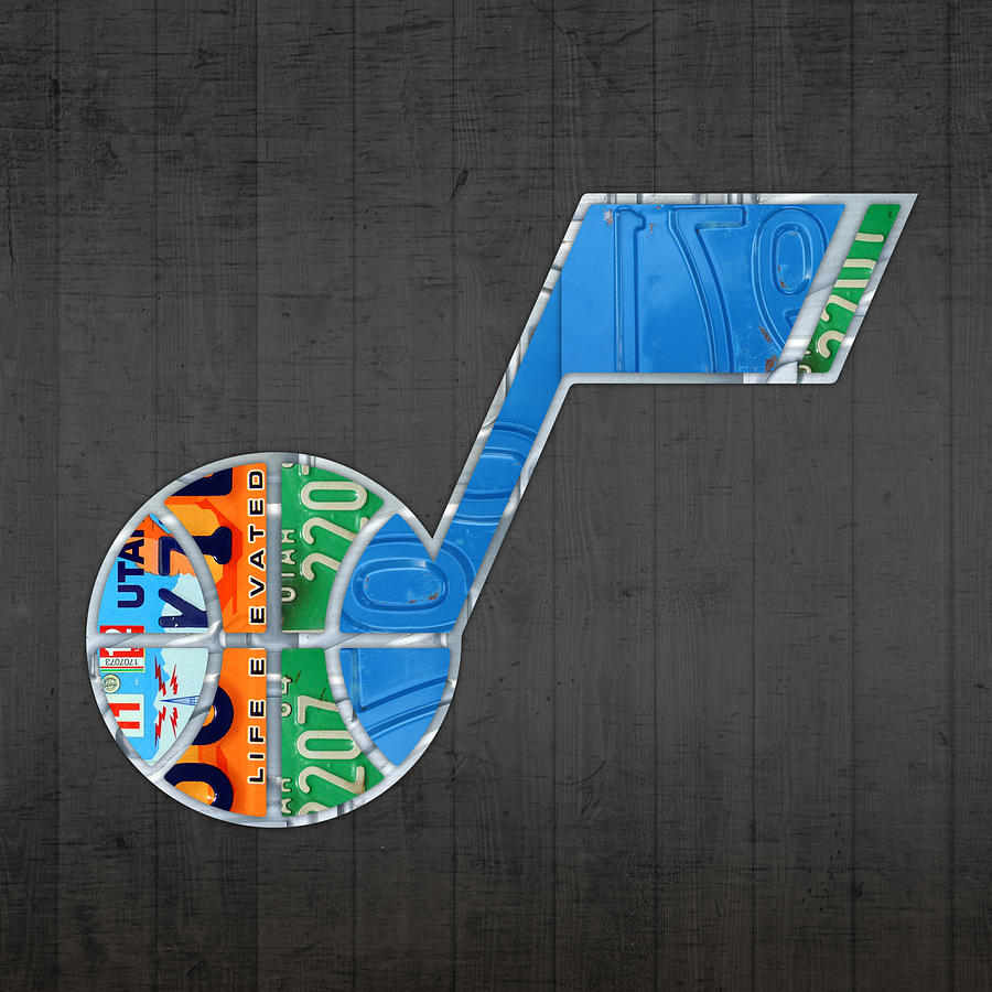Jazz Mixed Media - Utah Jazz Basketball Team Retro Logo Vintage Recycled License Plate Art by Design Turnpike