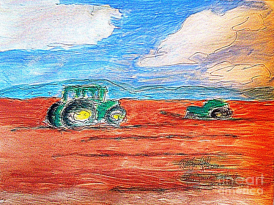 Utah John Deere Tractors working 1 Painting by Richard W Linford