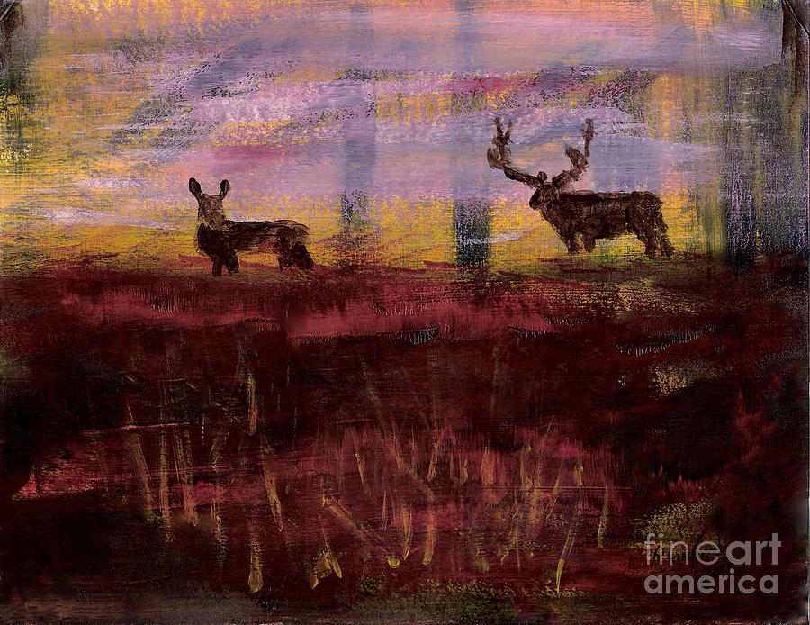 Utah Mule Deer Rut 1 Painting by Richard W Linford