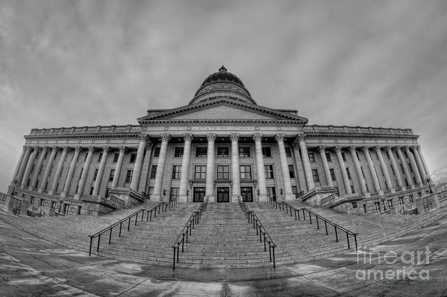 Utah State Capital BW Photograph by Michael Ver Sprill