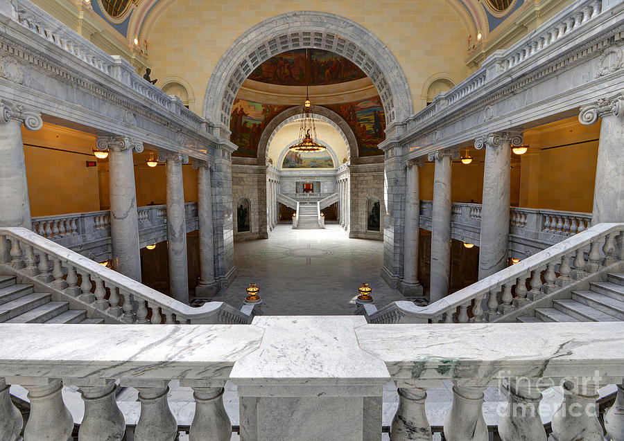 Utah State Capitol Interior Steps - Salt Lake City Photograph by Gary Whitton
