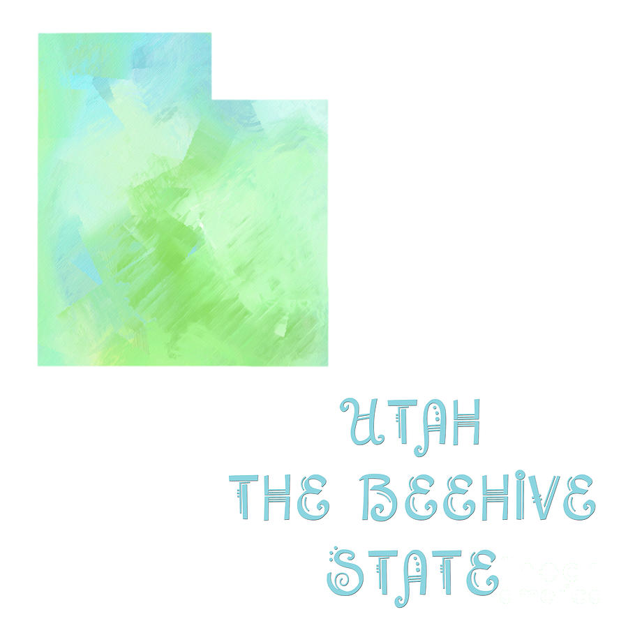 Utah - The Beehive State - Map - State Phrase - Geology Digital Art by Andee Design