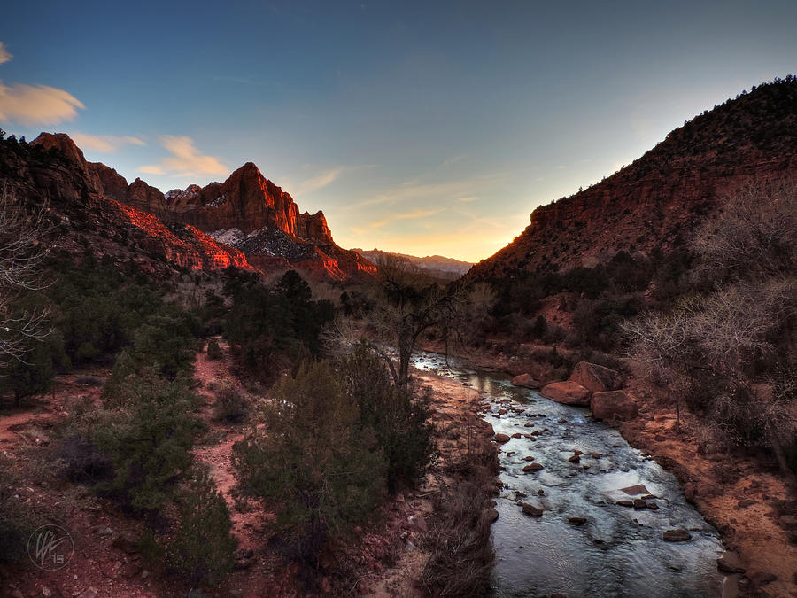 Utah - Zion Sunset on the Virgin River 001 Photograph by Lance Vaughn