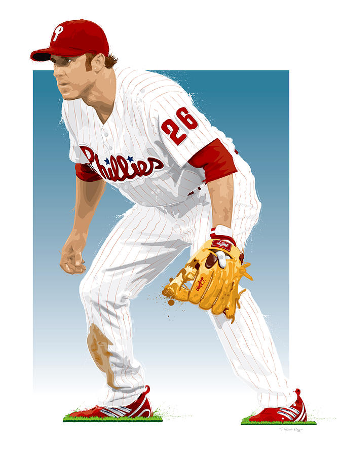 Baseball Digital Art - Utley In The Ready by Scott Weigner