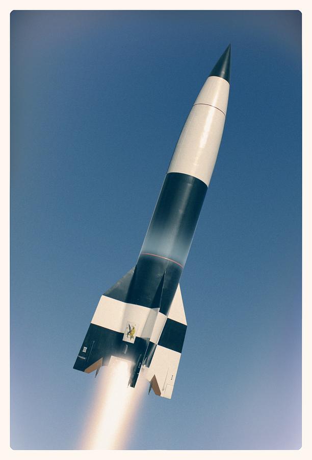 Space Photograph - V-2 rocket launch, artwork by Science Photo Library