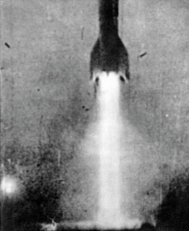 Black And White Photograph - V-2 Rocket Launch by Detlev Van Ravenswaay