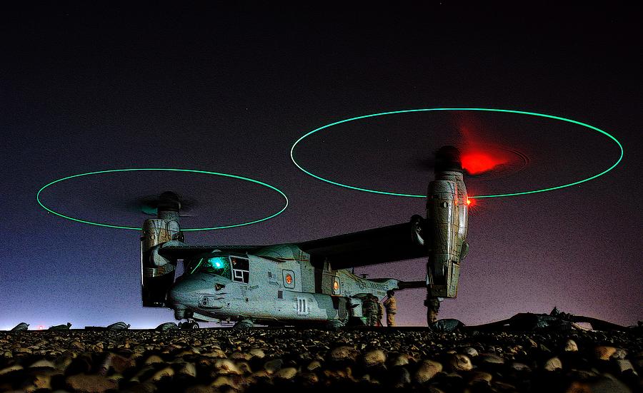 V 22 Osprey Refueling Before Night Mission Central Iraq II Photograph by L Brown