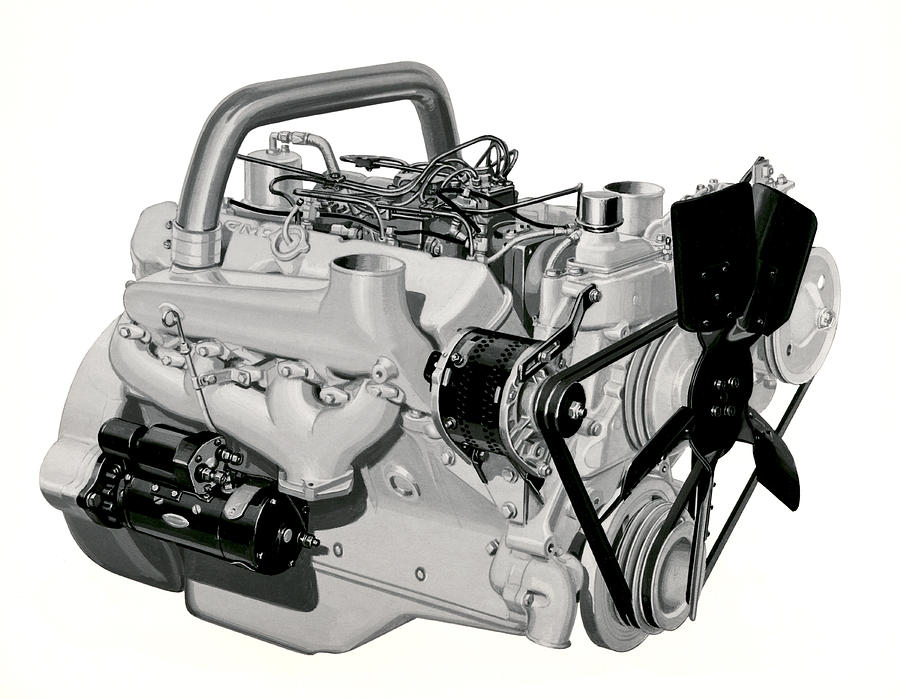 V-8 GMC Diesel Engine Photograph by Underwood Archives