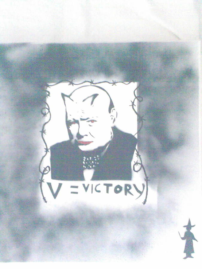 V For Victory Winston Churchill Painting