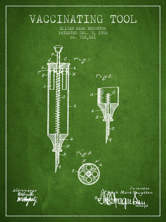 Vaccination Tool Patent From 1902 - Green Digital Art
