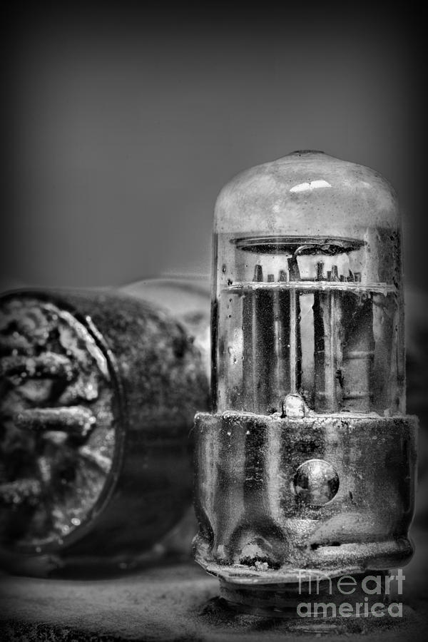 Vintage Photograph - Vacuum Tube - black and white by Paul Ward