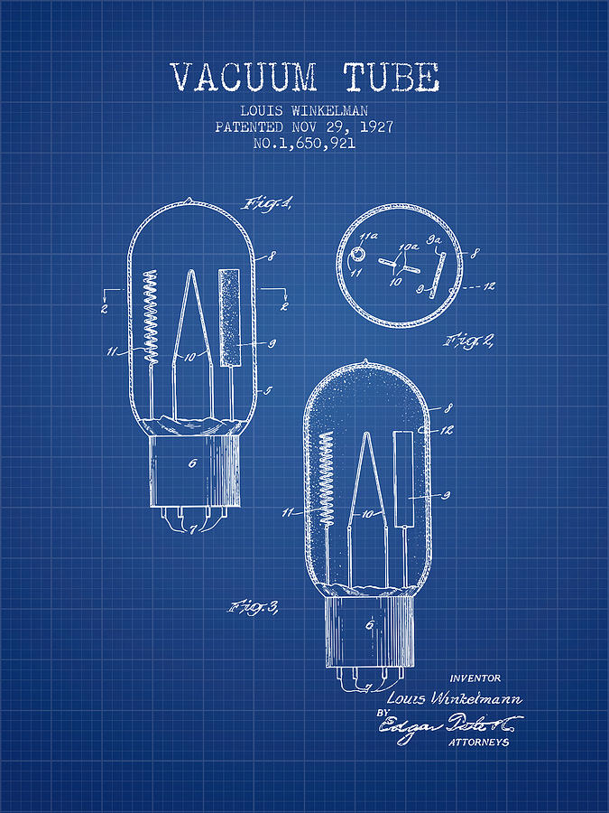 Vintage Digital Art - Vacuum Tube Patent From 1927 - Blueprint by Aged Pixel