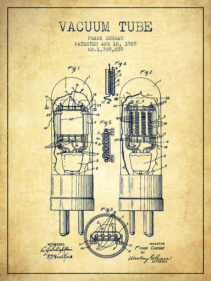 Vintage Digital Art - Vacuum Tube Patent From 1929 - Vintage by Aged Pixel