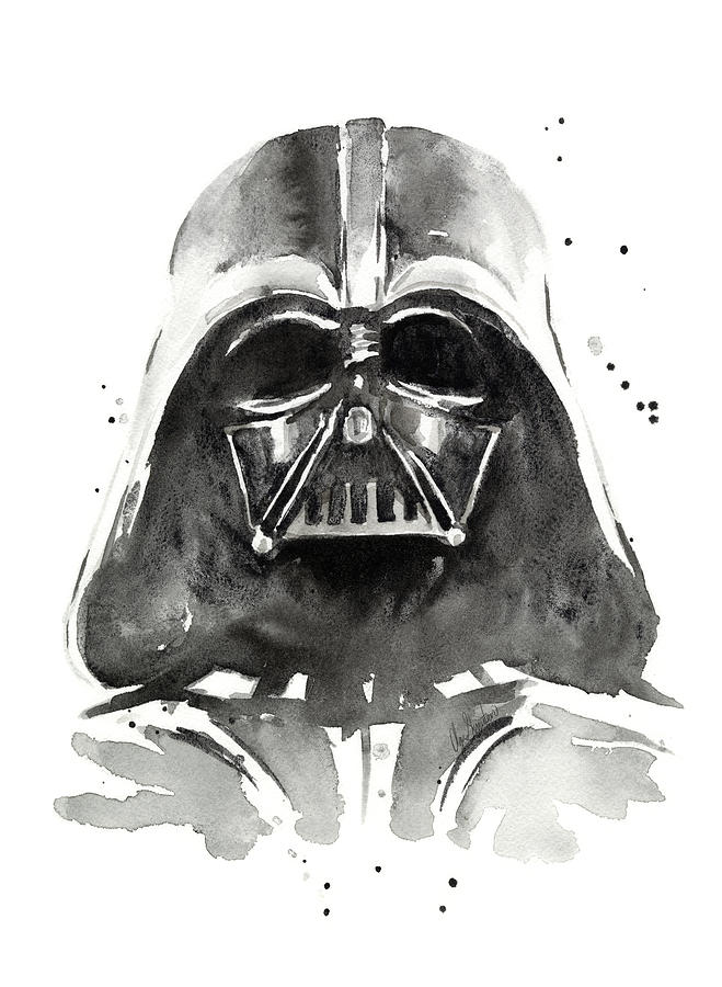 Watercolor Painting - Darth Vader Watercolor by Olga Shvartsur