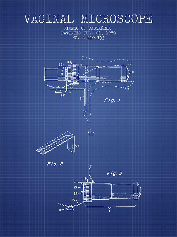 Vintage Digital Art - Vaginal Microscope patent from 1980 - Blueprint by Aged Pixel