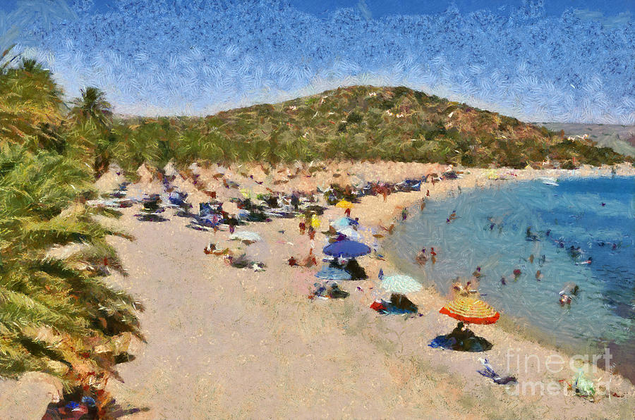 Painting of Vai beach #4 Painting by George Atsametakis