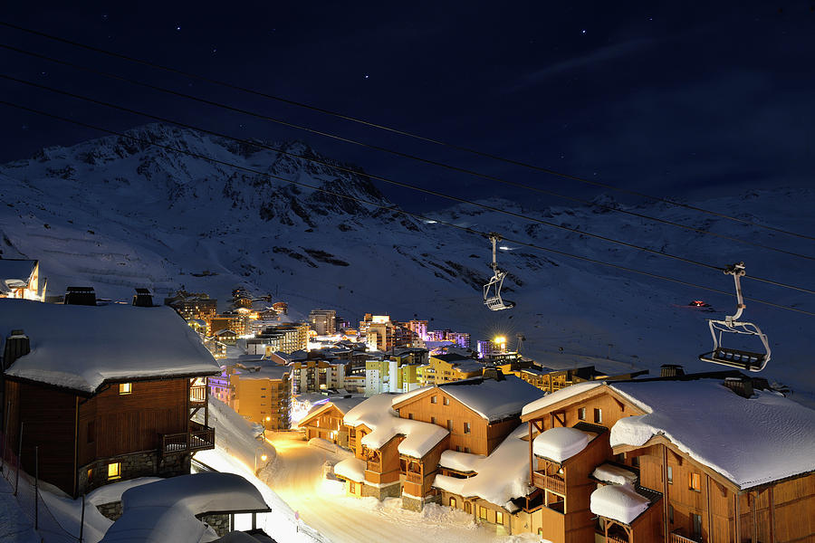 Val Thorens At Night Photograph by Sjo